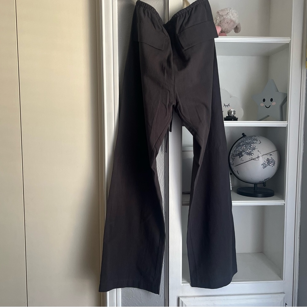 New Zara charcoal gray pants lightweight floawy strings pockets size M